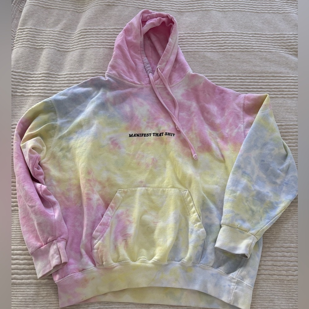 Mayfair The Label Oversized Tie-Dye Hoodie Motivational ‘Manifest that‎ Sh*t’